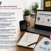 Dirigeant d’entreprise analysant sa stratégie marketing avec des notes et graphiques de communication